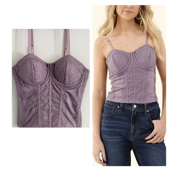 No Boundaries Lace Corset Top in War Plum Sz XXS NWT - Picture 1 of 10